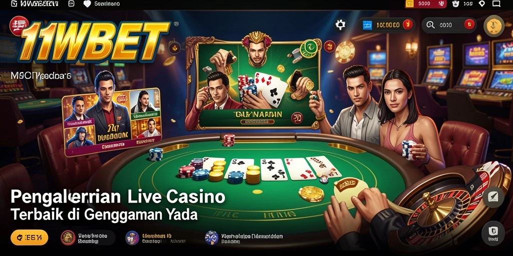 Screenshot gameplay 11WBET menampilkan dealer profesional di meja kasino langsung.
