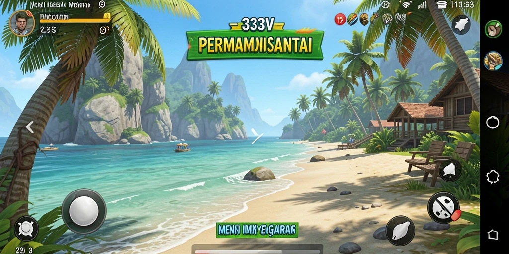 Screenshot utama 333V menunjukkan gameplay yang menyenangkan dan santai.