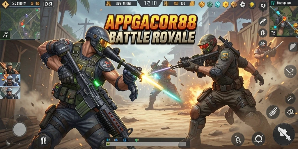 Tangkapan layar dari gameplay seru APIGACOR88 di medan Battle Royale.