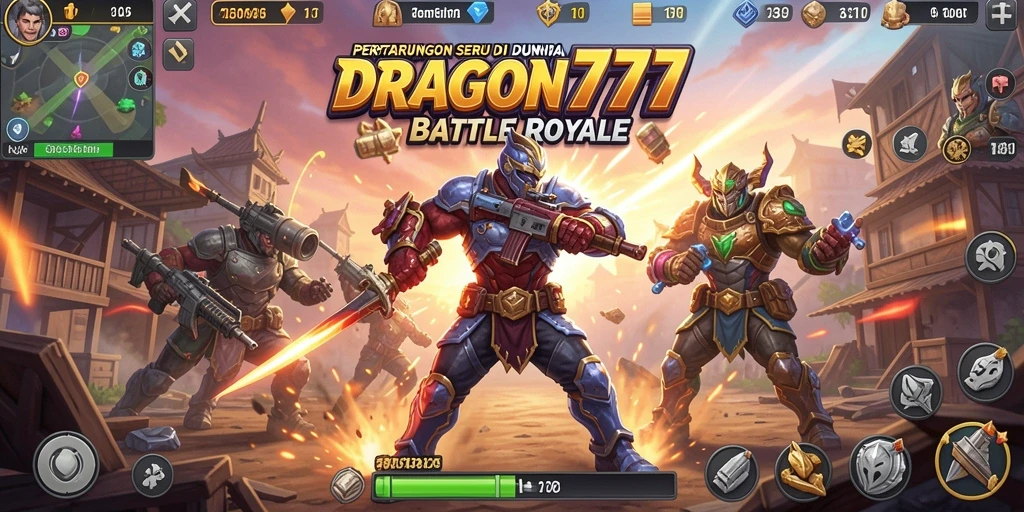 Tampilan gameplay seru di DRAGON777 saat bertarung di arena Battle Royale.