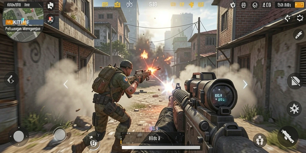 Screenshot utama HOKITIME menampilkan aksi mendebarkan dalam gameplay TPS.