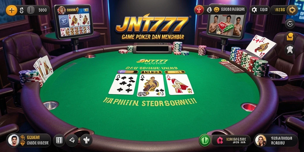 Screenshot utama JNT777 menampilkan gameplay Poker yang seru dan mendebarkan.