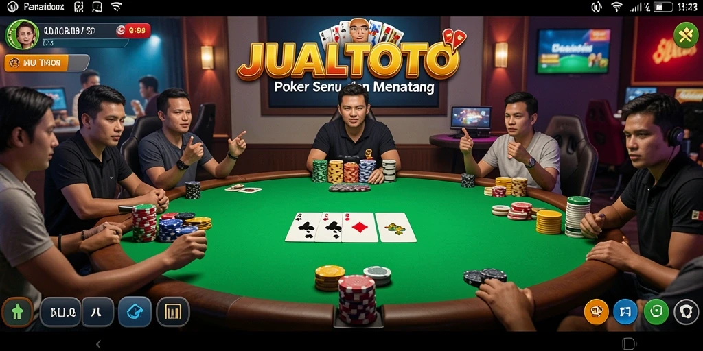 Tampilan screenshot JUALTOTO dengan aksi seru permainan Poker.