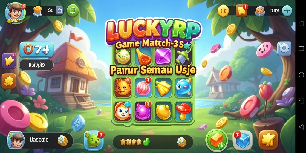 Tampilan gameplay seru dari LUCKYRP dalam permainan Match-3.