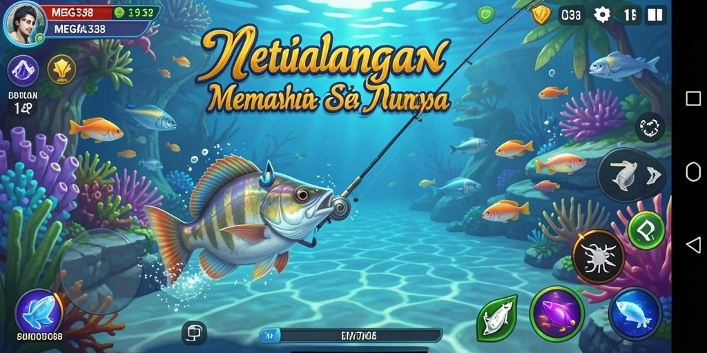 Tampilan gameplay MEGA338 yang mendebarkan saat berburu ikan besar.