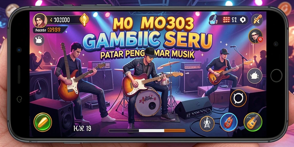 Tampilan gameplay MPO303 dengan tampilan antarmuka yang menarik dan beragam lagu.