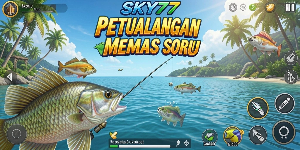 Screenshot yang menunjukkan keseruan gameplay memancing di SKY77.