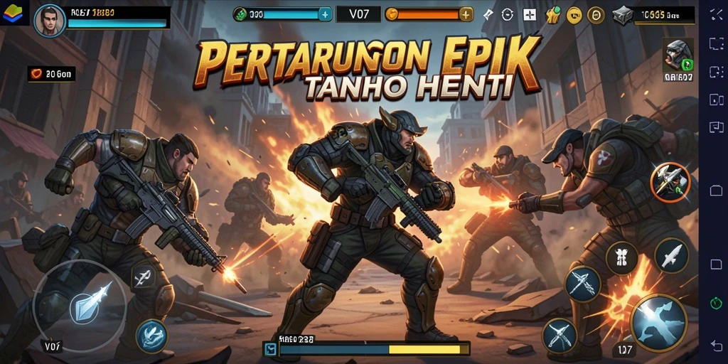 Aksi pertarungan mendebarkan di V07 dengan grafis menawan.
