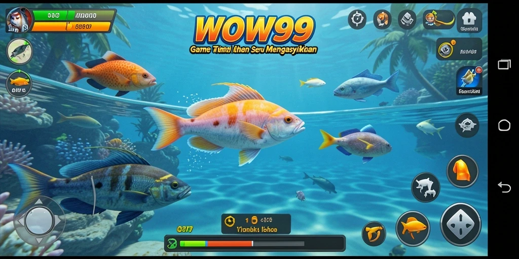 Tampilan menarik dari gameplay <strong>WOW99</strong> saat menembak ikan di laut.